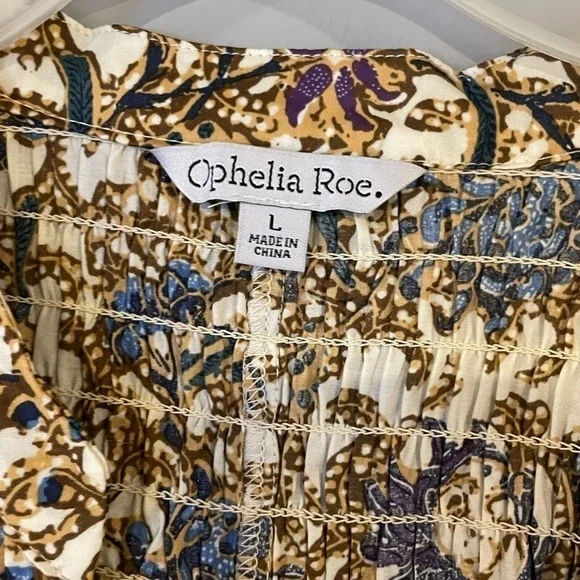 NWT size L women’s Opehelia Roe dress shirt with elastic sleeves multi color - Picture 8 of 9